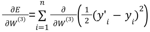 Starting the gradient with respect to the weights of third layer.